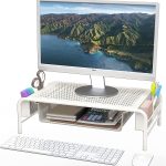 SimpleHouseware Metal Desk Monitor Stand Riser with Organizer Drawer
